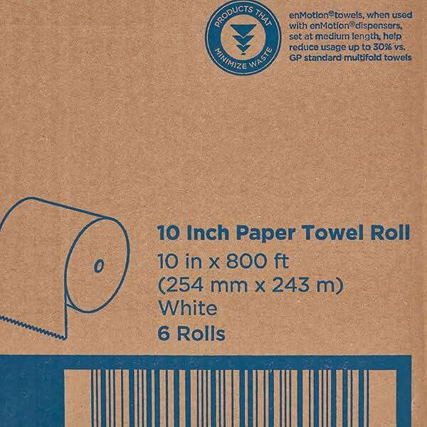 enMotion Georgia‑Pacific (by GP PRO) 10 in 800 Linear Feet Paper Towel Roll, White, 6‑Roll Case Paper Towel Rolls, 89460 - Image 9