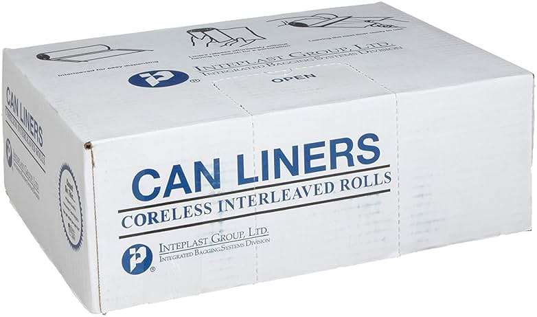 Inteplast Group S434812N 48 Length x 43 Width x 12 Mic Thickness Natural Color HDPE Commercial Coreless Institutional Trash Can Liner Case of 8 Roll 25 Bags per Roll - Image 1