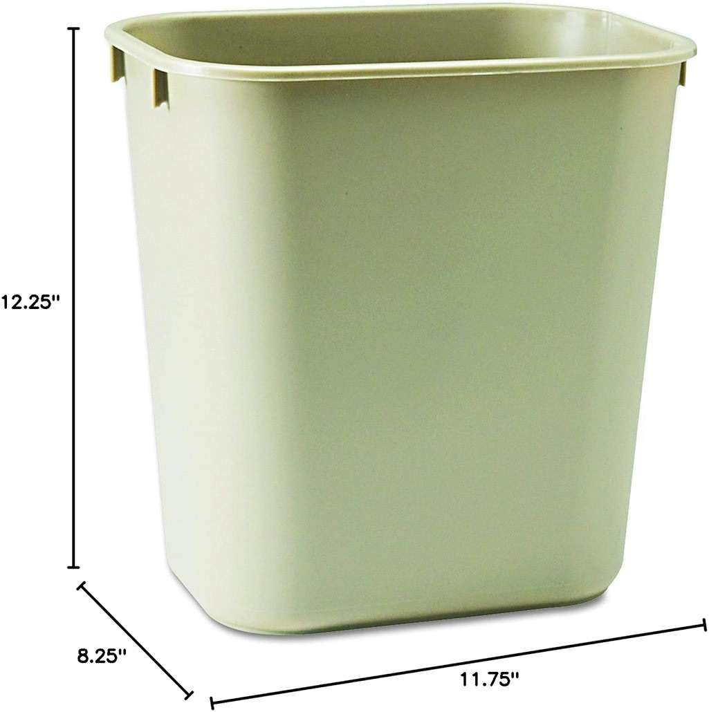 Rubbermaid Commercial Products Receptacle Wastebasket, 3.25-Gallon/12-Quart, Beige, Plastic, Garbage Can for Home/Office, Fits Under Desk/Sink/Cabinet - Image 2