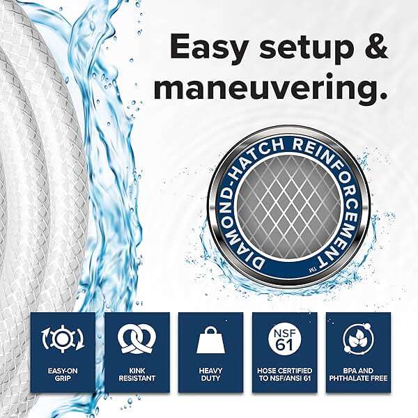 Camco TastePURE 25-Ft Water Hose - RV Drinking Water Hose Contains No Lead, No BPA & No Phthalate - Features Diamond-Hatch Reinforced PVC Design - 5/8” Inside Diameter, Made in the USA (22783) - Image 5
