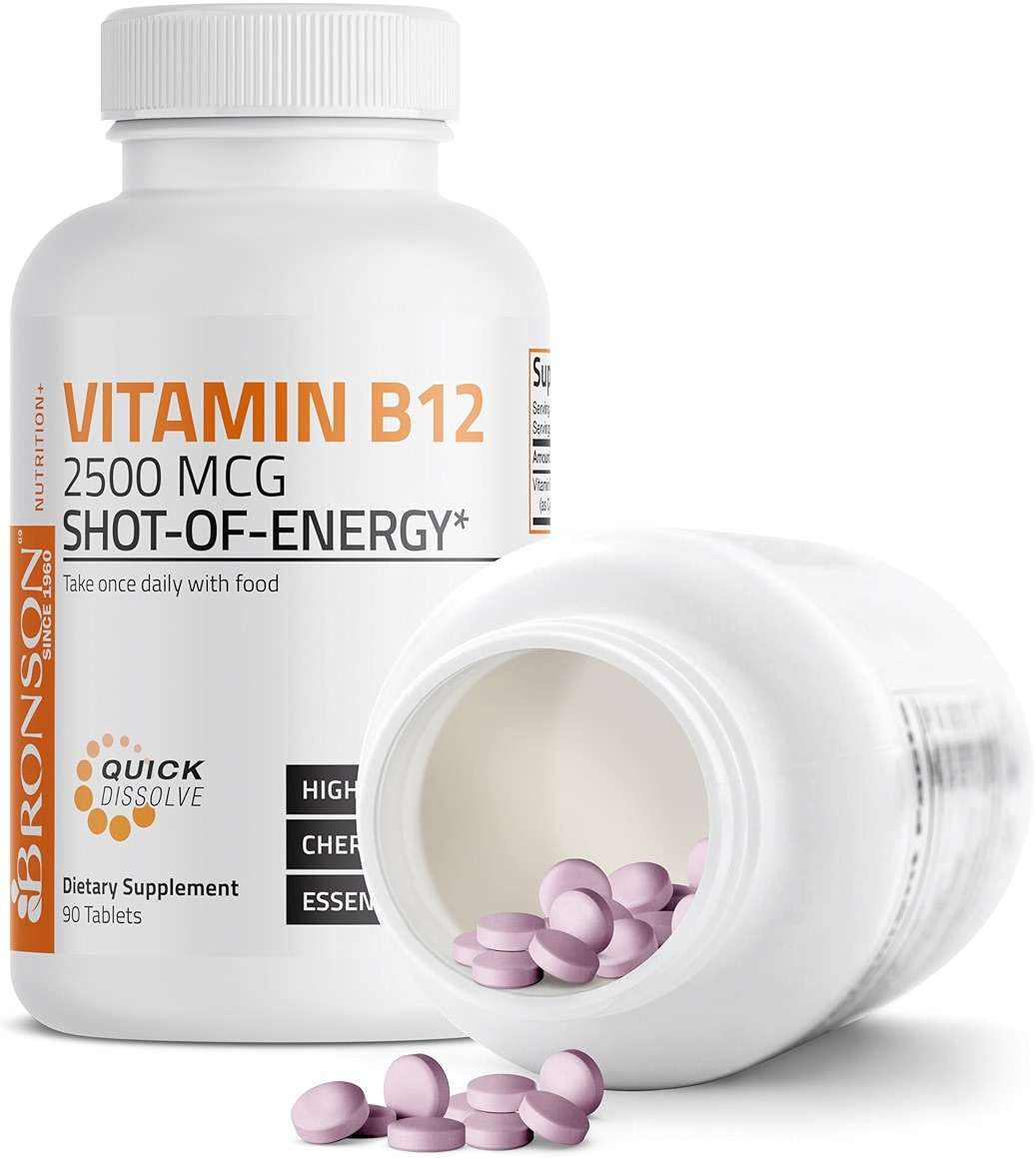 Vitamin B12 2500mcg Shot of Energy Fast Dissolve Chewable Tablets - Quick Release Cherry Flavored Sublingual B12 Vitamin - Supports Nervous System, Healthy Brain Function Energy Production – 90 Count - Image 4