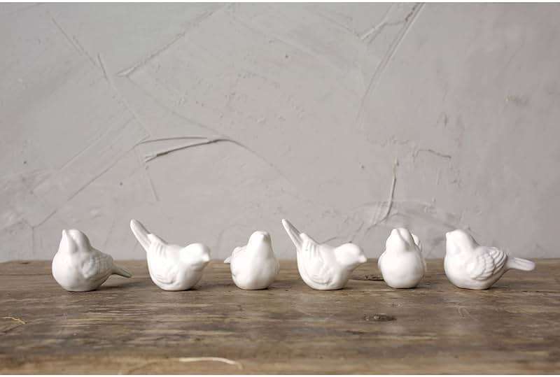 Creative Co-Op Set of 6 White Ceramic Birds - Image 2