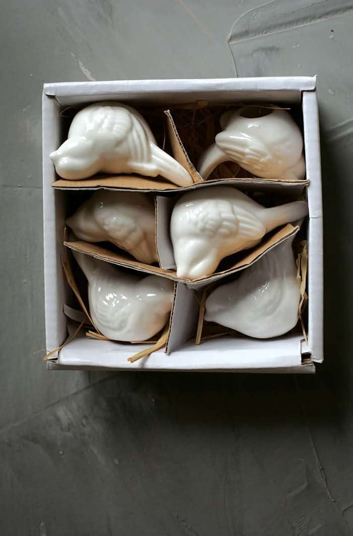 Creative Co-Op Set of 6 White Ceramic Birds - Image 3
