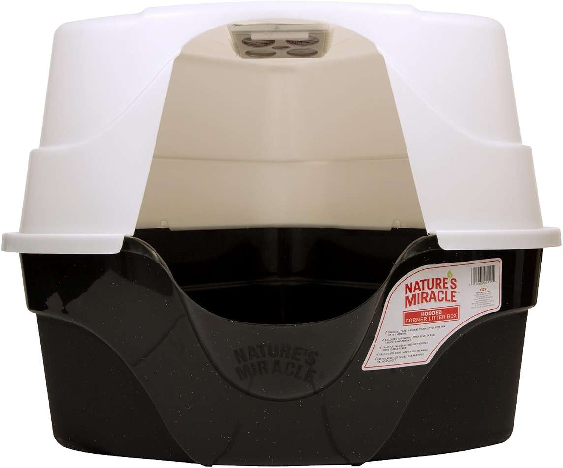 Nature’s Miracle Hooded Corner Litter Box, With Odor Control Charcoal Filter (P-5915) - Image 1