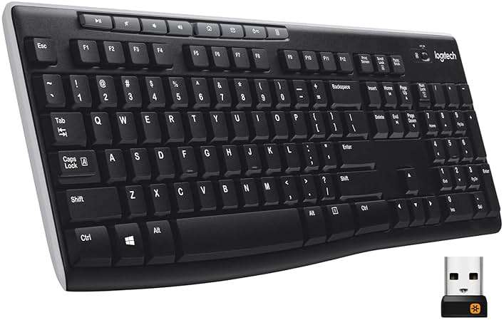 Logitech K270 Wireless Keyboard for Windows, 2.4 GHz Wireless, Full-Size, Number Pad, 8 Multimedia Keys, 2-Year Battery Life, Compatible with PC, Laptop, Black - Image 1