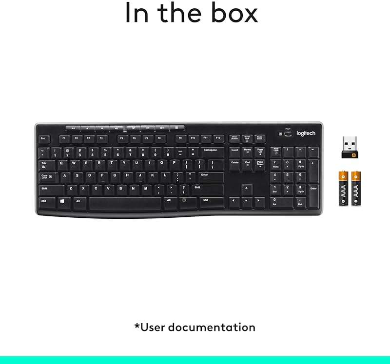 Logitech K270 Wireless Keyboard for Windows, 2.4 GHz Wireless, Full-Size, Number Pad, 8 Multimedia Keys, 2-Year Battery Life, Compatible with PC, Laptop, Black - Image 5