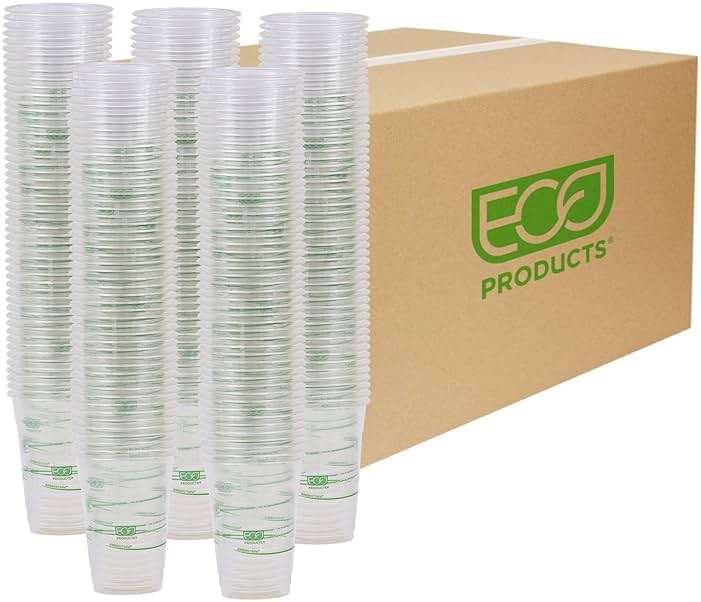 ECO PRODUCTS GreenStripe 16 oz Clear Cold Cups, Plant-Based PLA Disposable Cups for Iced Coffee, Smoothies & Cold Beverages, Foodservice, Restaurant, Catering & Office Use, BPI Certified, 1000 Count - Image 1