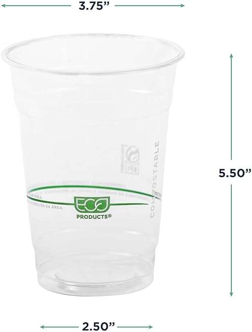 ECO PRODUCTS GreenStripe 16 oz Clear Cold Cups, Plant-Based PLA Disposable Cups for Iced Coffee, Smoothies & Cold Beverages, Foodservice, Restaurant, Catering & Office Use, BPI Certified, 1000 Count - Image 3
