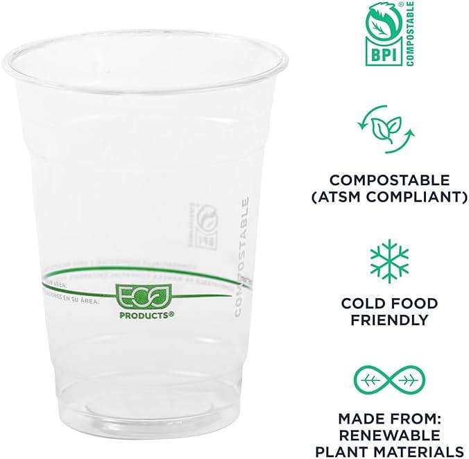 ECO PRODUCTS GreenStripe 16 oz Clear Cold Cups, Plant-Based PLA Disposable Cups for Iced Coffee, Smoothies & Cold Beverages, Foodservice, Restaurant, Catering & Office Use, BPI Certified, 1000 Count - Image 4