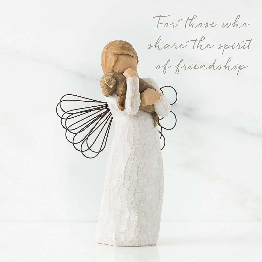 Willow Tree Angel of Friendship, for Those who Share The Spirit of Friendship, Angel Carrying Dog as Reminder of Loyal Pets and Friends, Present and Past, Sculpted Hand-Painted Figure - Image 5