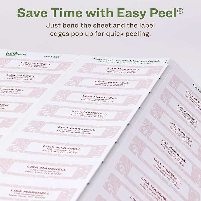 Avery EcoFriendly Recycled Address Labels, 1" x 2-5/8", White, Permanent Label Adhesive, 300 Printable Labels (48860) - Image 7
