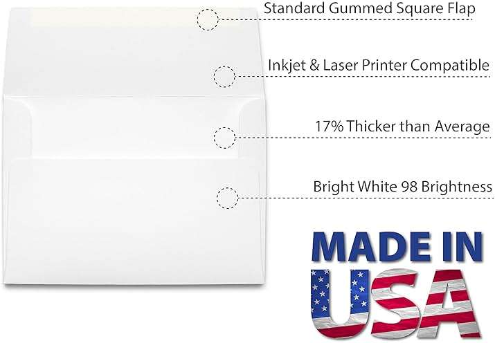 Envelope, A1 White 3 5/8" x 5 1/8" Square Flap - 100 Envelopes - Desktop Publishing Supplies™ Brand Envelopes - Image 3