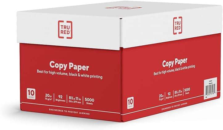Staples TRU RED Copy & Printer Paper, 8.5 x 11, 20 lb, 92 Bright, 5,000 Sheets/Carton, White Letter Size Paper for Office, School & Home - Image 5