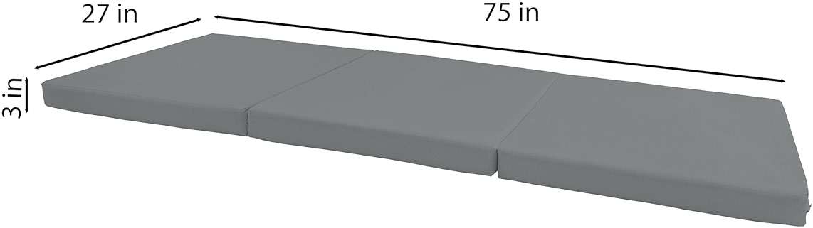 D&D Futon Furniture Trifold Foam Beds, Floor Tri-Fold Bed, Foldable Shikibuton Mattress Cushion Topper Mat for Space Saving Sleepover 3x27x75 in, Gray - Image 2