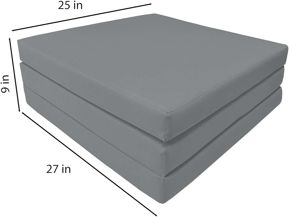 D&D Futon Furniture Trifold Foam Beds, Floor Tri-Fold Bed, Foldable Shikibuton Mattress Cushion Topper Mat for Space Saving Sleepover 3x27x75 in, Gray - Image 3