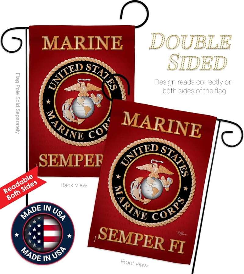 US Marine Corps Garden Flag Decor USMC Semper Fi Armed Forces Official United State Decorations Yard Military Memorabilia Banner Remembrance Wall Tapestry Retire Veteran Memorial Day Gifts Made In USA - Image 4