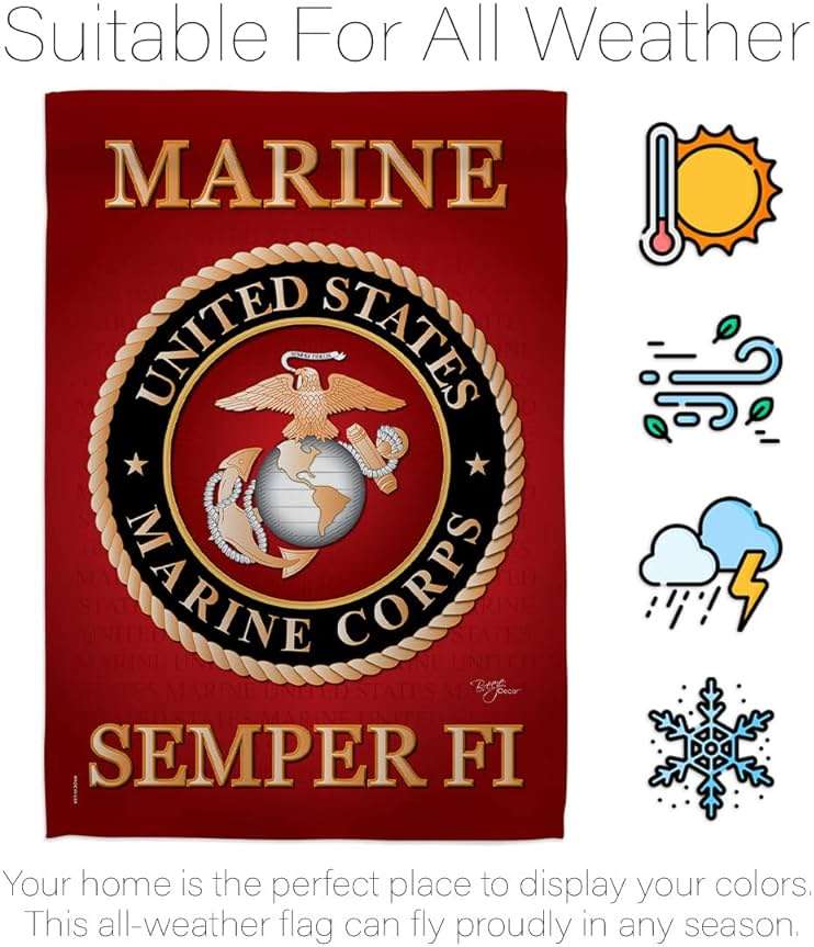 US Marine Corps Garden Flag Decor USMC Semper Fi Armed Forces Official United State Decorations Yard Military Memorabilia Banner Remembrance Wall Tapestry Retire Veteran Memorial Day Gifts Made In USA - Image 7