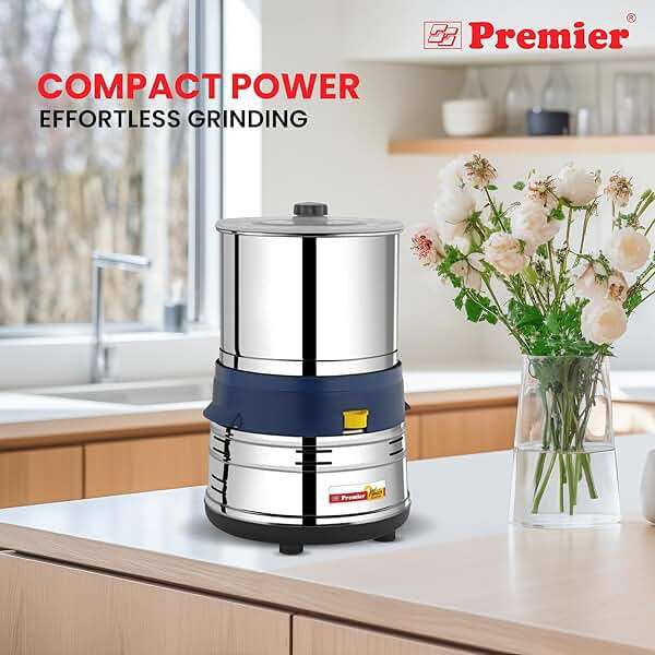 Premier Small Wonder Table Top Wet Rice and Lentils Grinder 1.5 Liter,110 volts with coconut scrapper and atta kneader - Image 2