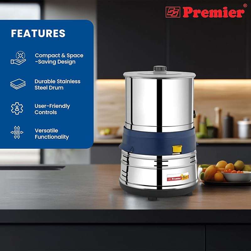 Premier Small Wonder Table Top Wet Rice and Lentils Grinder 1.5 Liter,110 volts with coconut scrapper and atta kneader - Image 4