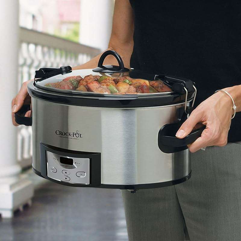Crock-Pot 6 Quart Cook & Carry Programmable Slow Cooker with Digital Timer Stainless Steel (CPSCVC60LL-S) pack of 1 - Image 2