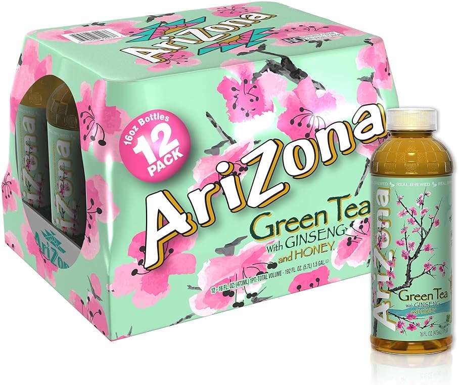 Arizona Green Tea with Ginseng and Honey - 16 Fl Oz (12 Pack) - Image 1