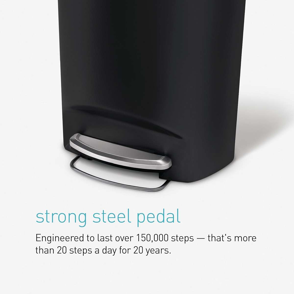 simplehuman 50 Liter / 13 Gallon Semi-Round Kitchen Step Trash Can with Secure Slide Lock, Grey Plastic - Image 5