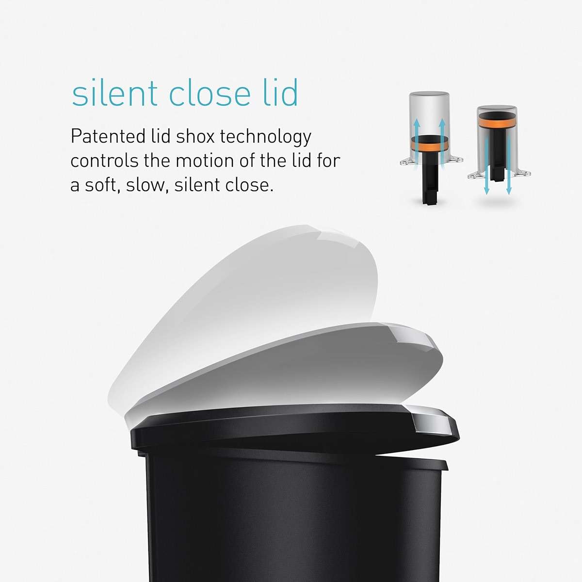 simplehuman 50 Liter / 13 Gallon Semi-Round Kitchen Step Trash Can with Secure Slide Lock, Grey Plastic - Image 6