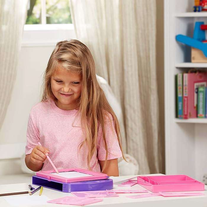 Melissa & Doug Fashion Design Art Activity Kit - 9 Double-Sided Rubbing Plates, 4 Pencils, Crayon - Fashion Plates, Travel Toys for Kids Ages 5+ - Image 2