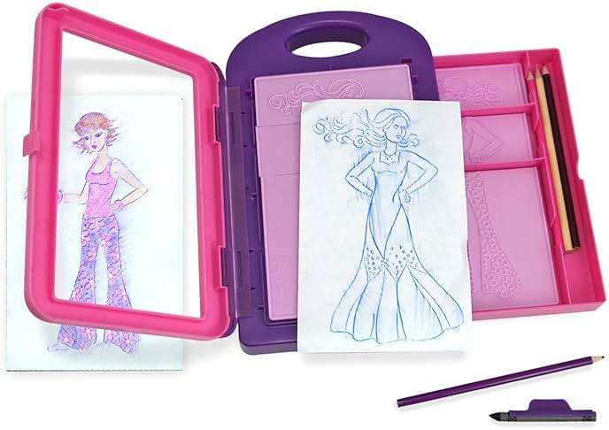 Melissa & Doug Fashion Design Art Activity Kit - 9 Double-Sided Rubbing Plates, 4 Pencils, Crayon - Fashion Plates, Travel Toys for Kids Ages 5+ - Image 3