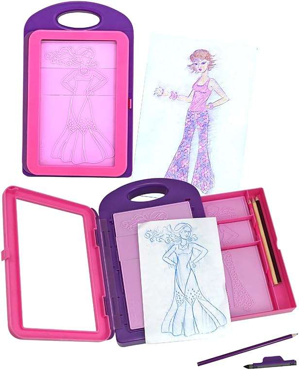Melissa & Doug Fashion Design Art Activity Kit - 9 Double-Sided Rubbing Plates, 4 Pencils, Crayon - Fashion Plates, Travel Toys for Kids Ages 5+ - Image 9