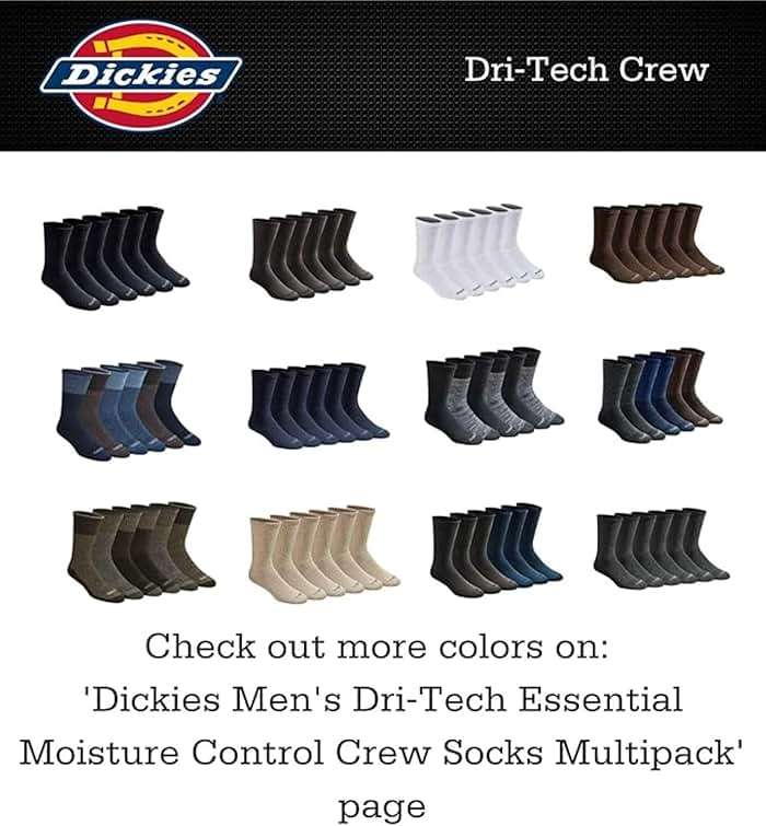 Dickies Men's Dri-tech Original Moisture Control Crew Socks, Available in M-xxl (6, 12, 18 Pairs) - Image 4