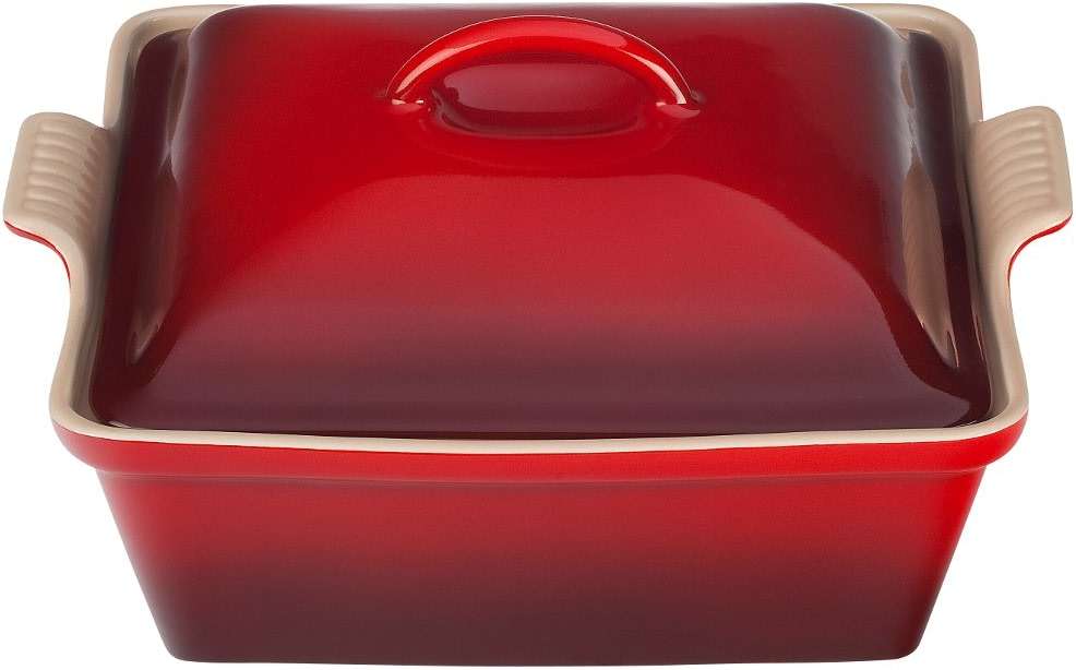 Le Creuset Stoneware Heritage Covered Square Casserole, 2.5 qt. (9"), Cerise - Image 1