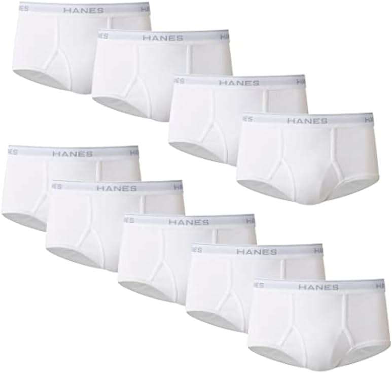 Hanes Men's Underwear Brief Pack, Full Rise Cotton Briefs, Moisture-Wicking Underwear, White, Multi-pack - Image 1