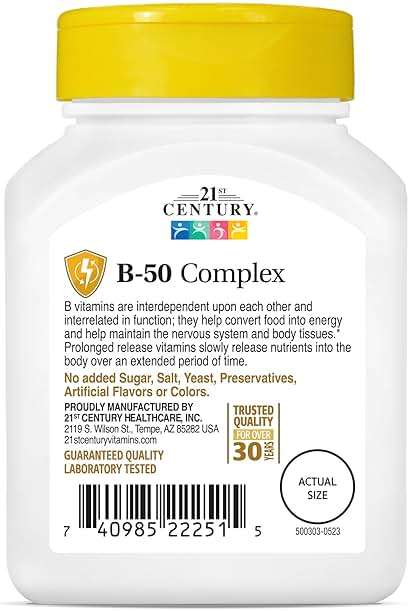 21st Century B 50 Complex Prolonged Release Tablets, 60 Count (Pack of 1) - Image 3