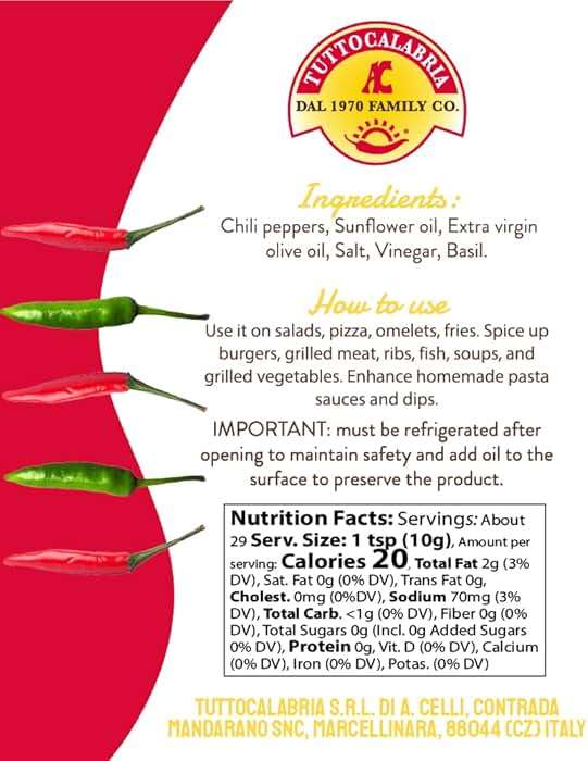 TUTTOCALABRIA Crushed Calabrian Chili Peppers, Spicy Condiment, 10 oz | Crushed Chili Pepper Condiment in Extra Virgin Olive Oil for Pasta, Pizza, Sandwiches and Fish, Bold Heat, Made in Italy - Image 6