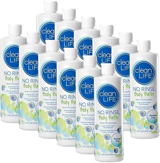 No-Rinse CleanLife Products Body Bath, 16 fl oz (Pack of 12, Makes 192 Complete Baths) – Gentle, Concentrated Liquid Body Wash Made in USA – Ideal for Post-Surgery, Elderly Care, Camping, and Travel - Image 1