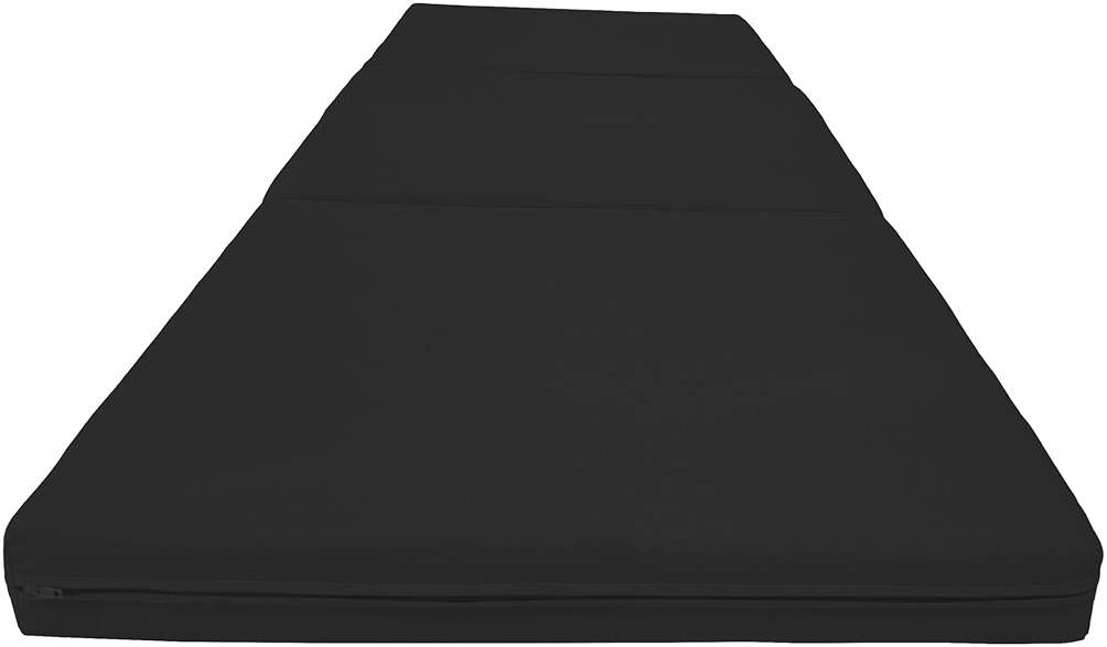 D&D Futon Furniture Trifold Foam Beds, Floor Tri-Fold Bed, Foldable Shikibuton Mattress Cushion Topper Mat for Space Saving Sleepover 3x27x75 in, Black - Image 1