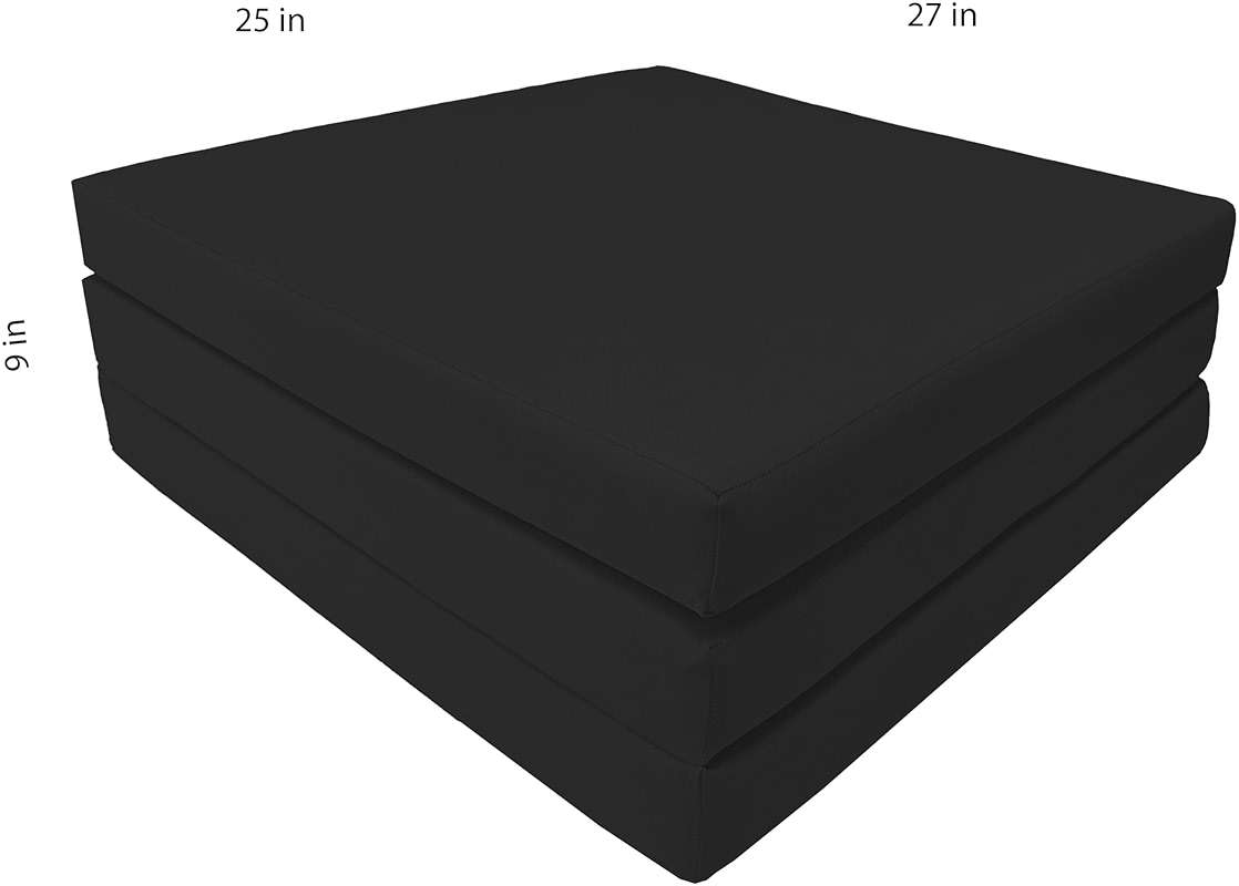 D&D Futon Furniture Trifold Foam Beds, Floor Tri-Fold Bed, Foldable Shikibuton Mattress Cushion Topper Mat for Space Saving Sleepover 3x27x75 in, Black - Image 3