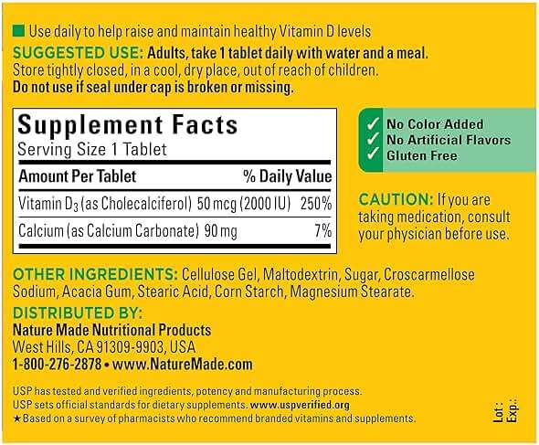 Nature Made Vitamin D3 2000 IU (50 mcg), Vitamin D Supplement for Bone, Teeth, Muscle and Immune Health Support, 220 Tablets, 220 Day Supply - Image 4
