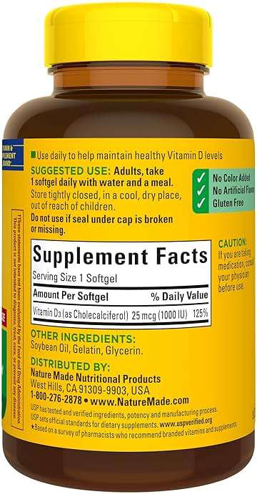 Nature Made Vitamin D3 1000 IU (25 mcg), Vitamin D Supplement for Bone, Teeth, Muscle and Immune Health Support, 300 Softgels, 300 Day Supply - Image 8