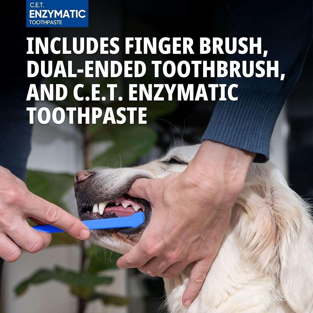 Virbac C.E.T.® Oral Hygiene Kit for Dogs | Poultry-flavor Toothpaste | Fingerbrush and Pet Toothbrush - Image 5