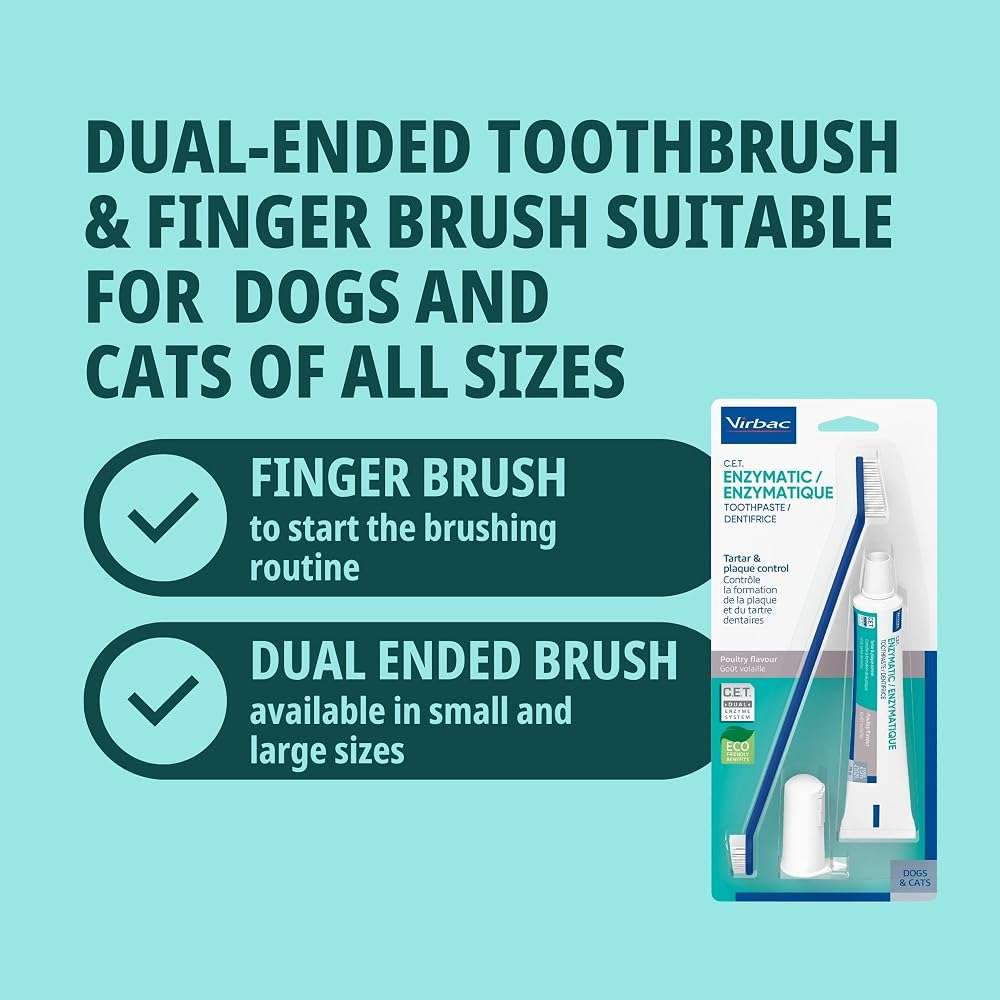 Virbac C.E.T.® Oral Hygiene Kit for Dogs | Poultry-flavor Toothpaste | Fingerbrush and Pet Toothbrush - Image 6