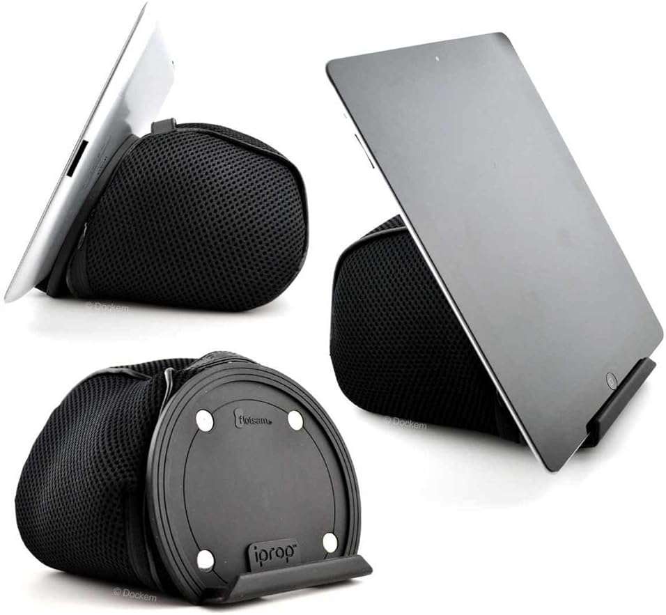 iProp Tablet Bed & Lap Stand; Bean Bag Universal Tablet Holder Compatible with iPad 1/2/3/4, Mini, Air, Pro, Android and Windows Tablets, eReaders (Black) - Image 1