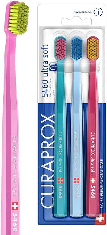 Curaprox CS 5460 Ultra-Soft Toothbrush – for Sensitive Teeth & Gums | Gentle Plaque Removal | 3-Pack |Random Colour - Image 1