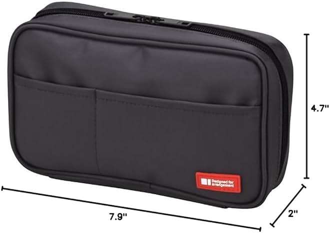 LIHIT LAB Large Capacity Zipper Pencil Case For School Office College, Big Capacity 4 Compartments Pencil Bag Holder Adults Teen Boys Girls, Travel Cosmetics Storage, Black (A7551-24) - Image 2