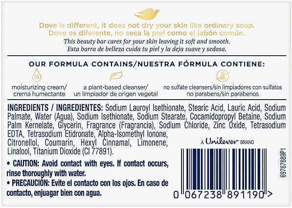 Dove Soap, Original Beauty Bar 3-Pack – 3-in-1 Moisturizing Face, Body & Hand Soap, 4.75 Oz Ea - Image 2