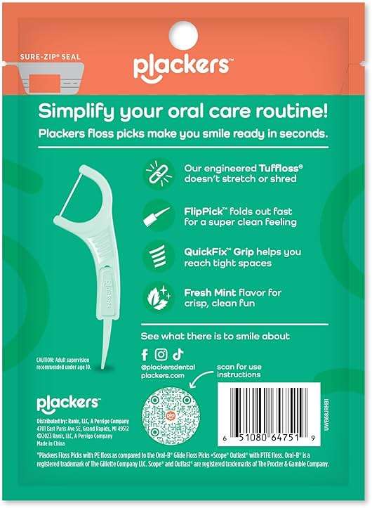 Plackers Micro Line Dental Floss Picks, Fold-Out FlipPick, Tuffloss, Mint, 36 Count - Image 8