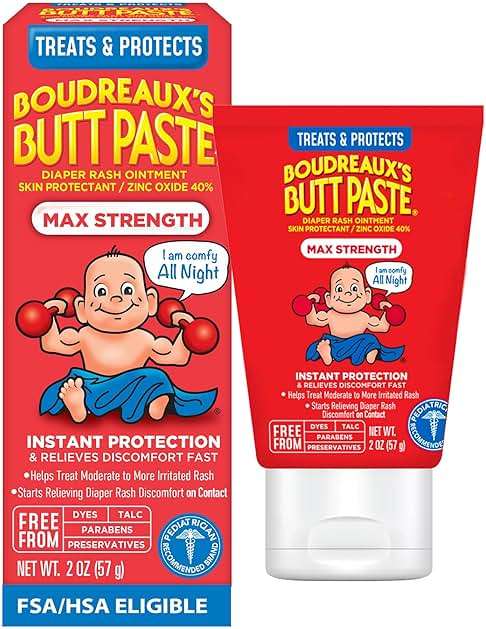 Boudreaux’s Butt Paste Max Strength Diaper Rash Cream for Baby, Ointment With Zinc Oxide, 2 oz Tube - Image 1
