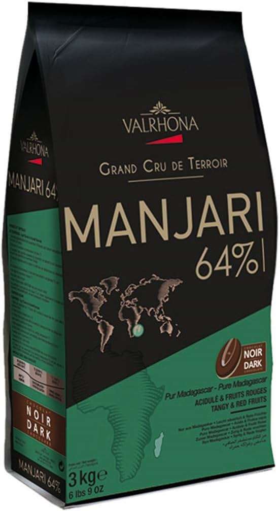 Valrhona Dark Chocolate - 64% Cacao - Manjari Grand Cru - 6 lbs 9 oz bag of feves - Image 1