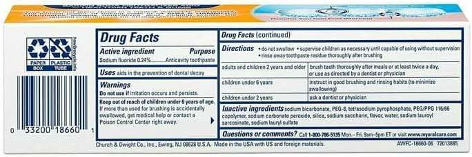 ARM & Hammer Advance White Baking Soda & Peroxide Toothpaste, Extreme Whitening 4.3 oz - Image 3